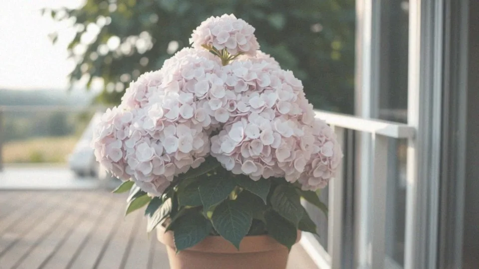 Hortensja bukietowa w donicy na tarasie – pielęgnacja i zalety